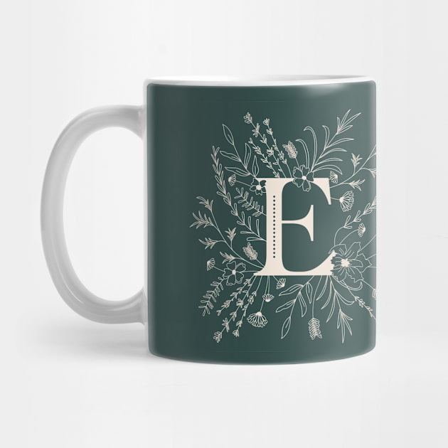 Botanical Letter E (Forest Green) by Cascade Patterns